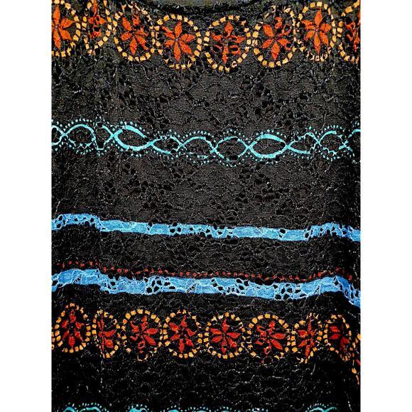 Y2K Eyelet Lace Maxi Dress Curvy Plus Size 16 Black Tropical Tribal Aztec Boho - Picture 7 of 17